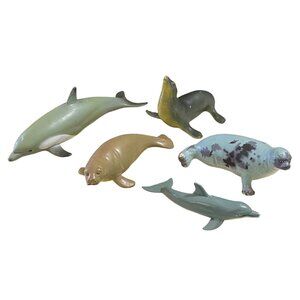 Vintage Animal Sea Creature Lot of 5 Figures Manatee Sea Lion Seal Dolphin PVC